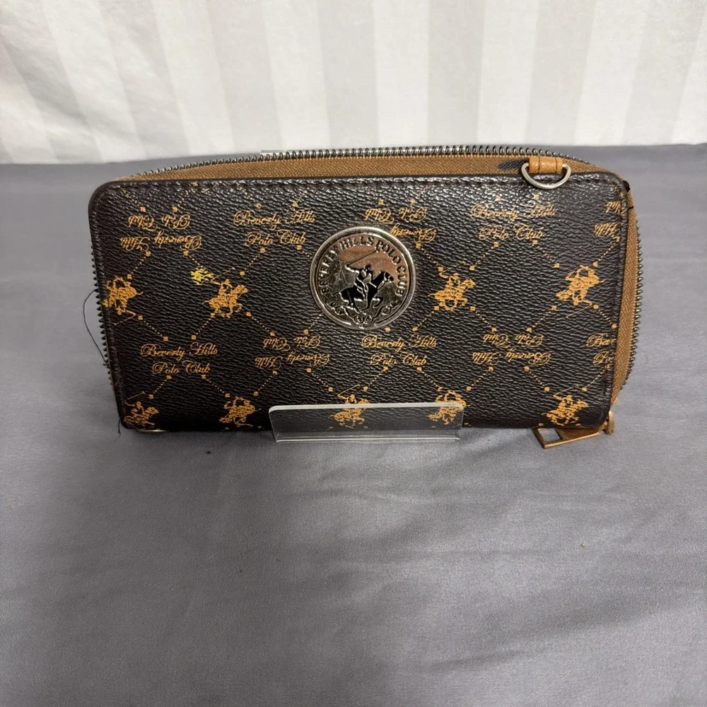 BEVERLY‎ HILLS POLO CLUB Women's Wallet Brown w/Goldw